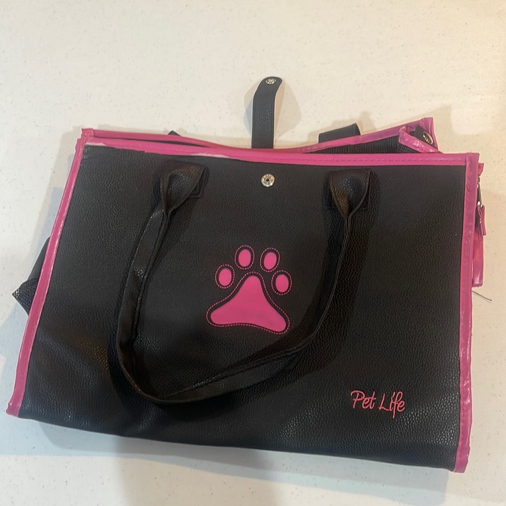 Black and Pink Pet Life shoulder bag carrier